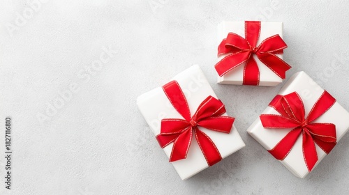 Wallpaper Mural Elegant White Gift Boxes With Red Ribbons Perfect For Any Celebration, Ideal For Birthdays, Holidays, Or Special Occasions Showcasing Joy And Excitement Torontodigital.ca