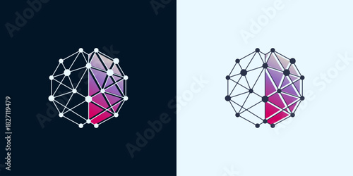 Geometric Network Digital Connection Data Globe Abstract Logo Template Vector Design