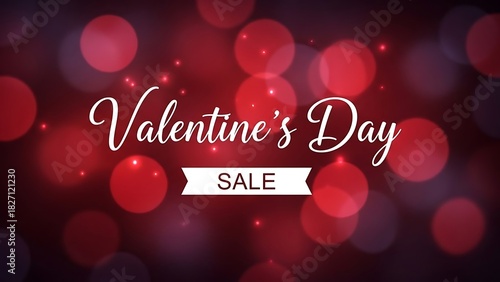 Sweet Valentine's Day Sale Announcement with Elegant Red Bokeh Lights for Romantic Promotions and Special Offers, Perfect for Retail Marketing