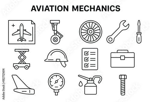 Aviation mechanics: tools and symbols for aircraft maintenance and repair