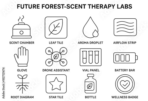 Future forest-scent therapy labs: innovative icons for aromatherapy and wellness