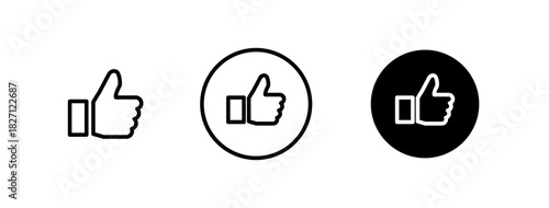 Like icons, Thumbs-up icons set, minimal approval symbols, vector illustration.