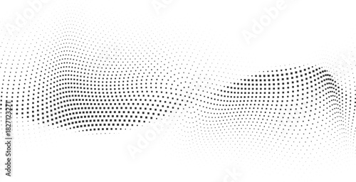 Flowing abstract halftone wave background with dotted gradient motion, forming modern minimal shapes ideal for clean graphic layouts, tech branding, and digital design