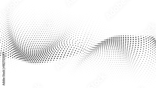 Flowing abstract halftone wave background with dotted gradient motion, forming modern minimal shapes ideal for clean graphic layouts, tech branding, and digital design