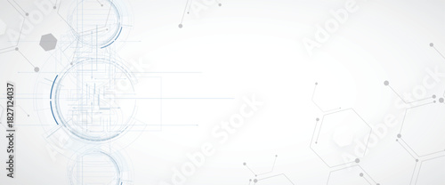 Futuristic plexus hexagons, DNA strands, connected neural technology background