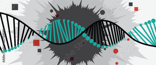 Futuristic plexus hexagons, DNA strands, connected neural technology background