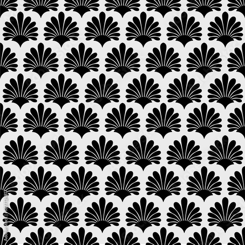 Seamless pattern with black fans.