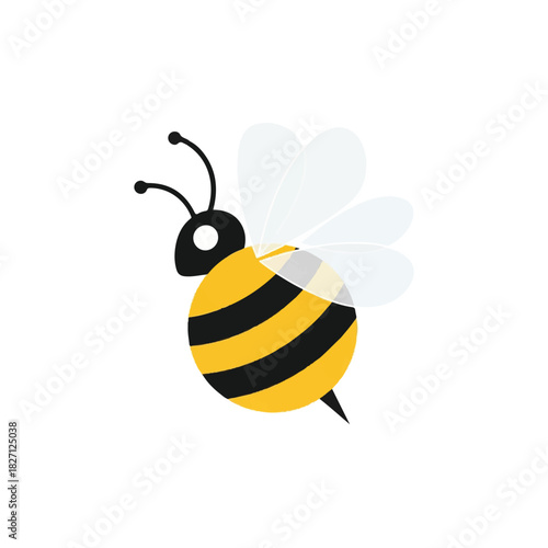 Bright Cartoon Bee Illustration Highlighting Colorful Nature and Pollination.