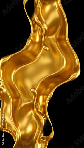 Liquid Abstract Gold Paint Effect - Luxurious Vertical 9:16 Art Background in 4K