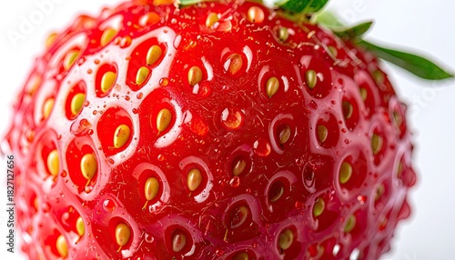 Wallpaper Mural Close-up macro of a ripe strawberry, glistening with water droplets Torontodigital.ca