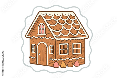 Gingerbread house design with colorful candy decorations, perfect for holiday celebrations in wintertime