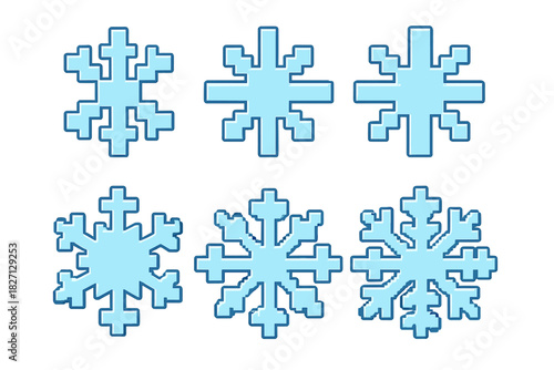 Different snowflake designs in various styles and shapes on a plain background for winter decoration and theme ideas