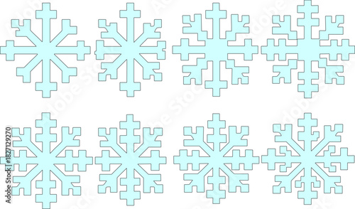 Snowflakes in bright blue design, perfect for winter themes and festive decorations during a chilly season