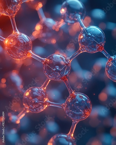 Molecular structure science background atom model chemistry research nanotechnology innovation design