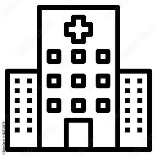 Hospital Building Line Icon