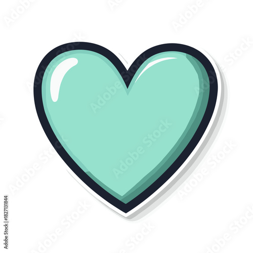 3D mint heart icon, playful design, on light background