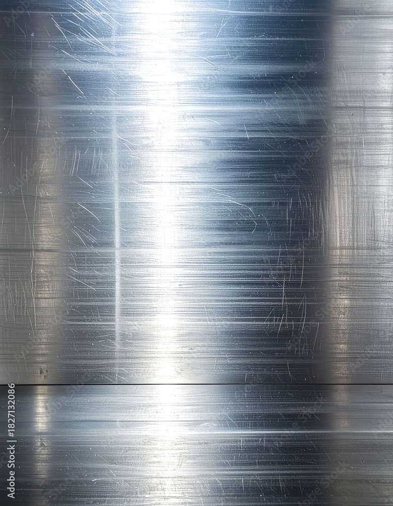 Obraz premium Polished metal surface with scratches, reflective light