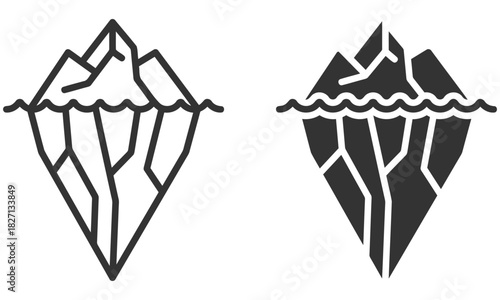 ceberg floating in water minimalistic style