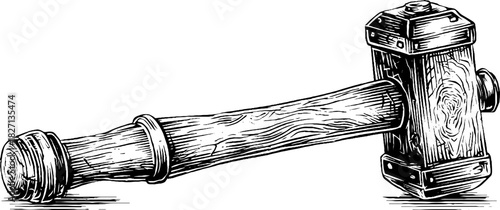 Vintage decorative blacksmith hammer engraving design for craft projects