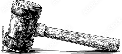 Intricate engraving of a blacksmith hammer - decorative design for craftsmanship themes