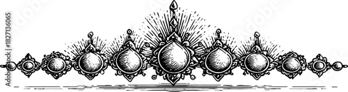 Intricate decorative geometric border design for vintage label and retro silhouette art