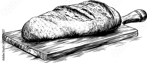 Rustic bread peel with loaf engraving - vintage bakery art for kitchen decor