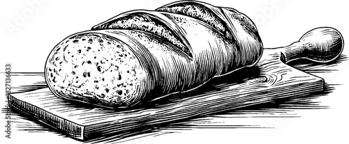 Rustic bread peel with loaf engraving for culinary and kitchen design