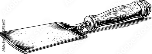 Rustic carved wooden spatula with engraved decorative design for kitchen decor