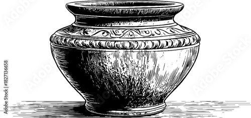 Rustic clay grain jar engraving design for vintage decor inspiration