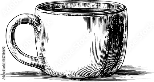 Rustic clay mug engraving design for vintage decor and craft projects