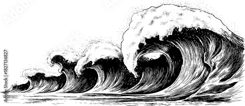 Vintage engraved sea themed decorative banner design for nautical projects