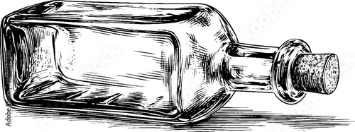 Vintage hand drawn glass bottle engraving for decorative design and labels