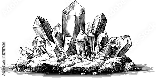 Hand drawn illustration of decorative icy crystal cluster – ideal for winter or nature-themed designs