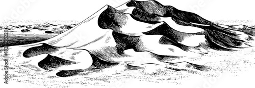 Engraved decorative illustration of soft drift sand patterns for retro design