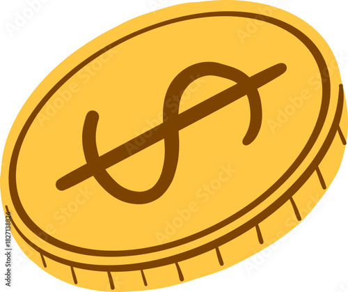Hand Drawn Single Gold Coin