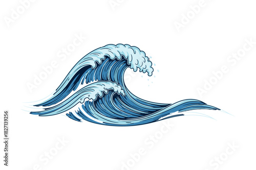 Stylized blue ocean wave illustration