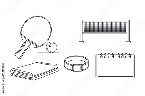 Hand drawn sports equipment and accessories collection