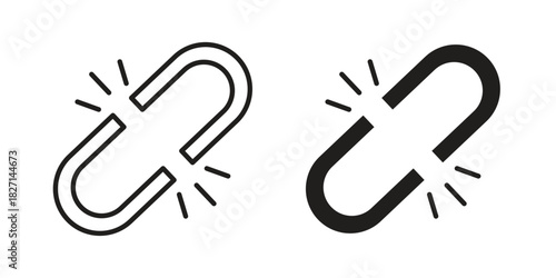 Broken link icons design, logo. Symbol illustration set
