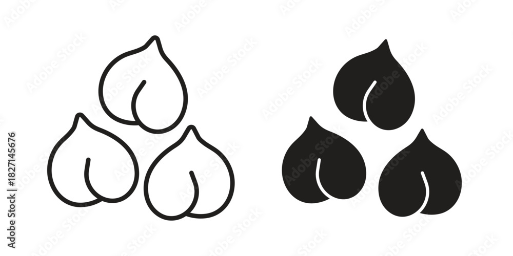 Fototapeta premium Chickpeas hummus icons design, logo. Symbol illustration set