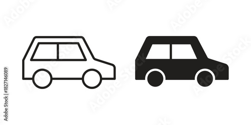 Compact car icons design, logo. Symbol illustration set