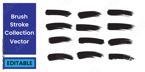 Brush Stroke Collection Vector Set.