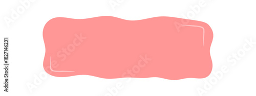 Wavy organic frame with hand drawn rectangle shape and fluid banner form. Quote label in soft pink with abstract background, natural edge and wavy outline, perfect for card or creative poster.