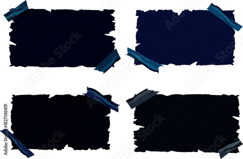 dark blue black colors rectangular banners background with sticky tape design