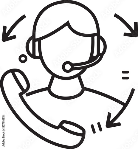 Customer service icon. Contact support agent button. Headset with speech bubble vector illustration. Call center operator symbol. Customer support chat sign.
