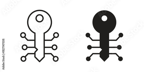 Digital key icons design, logo. Symbol illustration set
