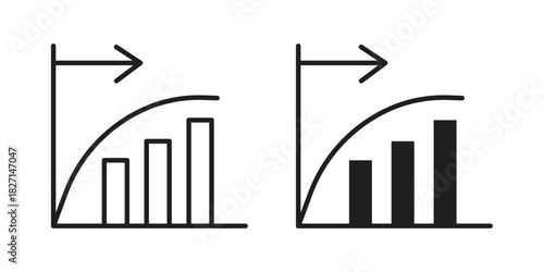 Diminishing returns icons design, logo. Symbol illustration set