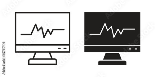 EKG monitor icons design, logo. Symbol illustration set