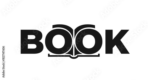 Creative book logo design with open pages and bold typography for reading and learning.