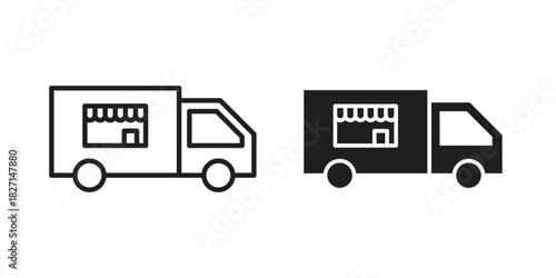 Food truck icons design, logo. Symbol illustration set
