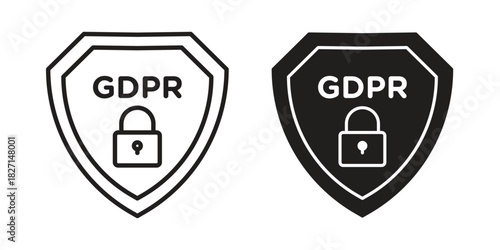 GDPR shield icons design, logo. Symbol illustration set